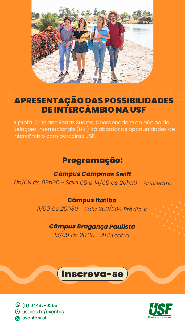 Apresentação das possibilidades de Intercâmbio na USF