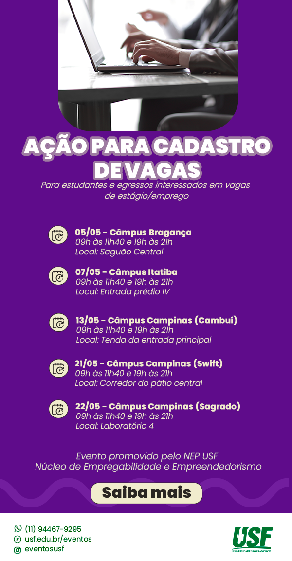 Ação para cadastro de vagas